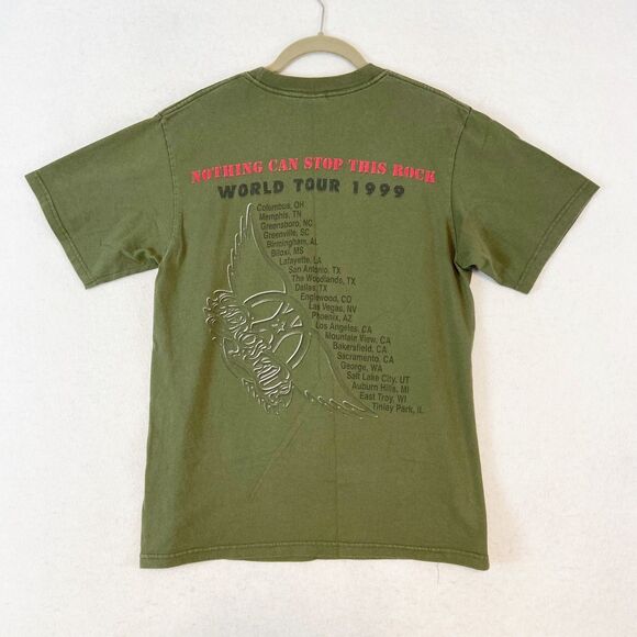 VTG Aerosmith Aero Force One Concert Tee World Tour 1999 Unisex Medium Green - Picture 3 of 7
